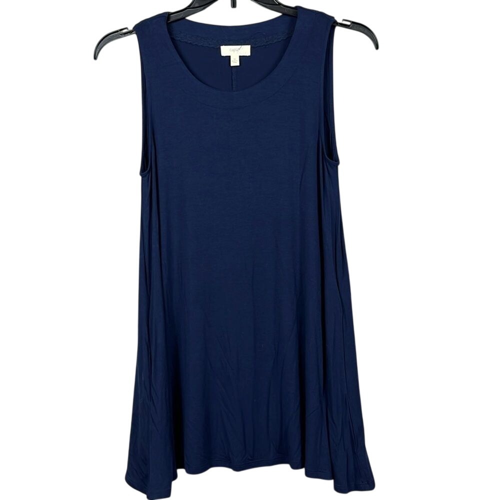 Cupio Blush Sleeveless Top Dark Blue Swing Womens Size Medium Viscose Spandex